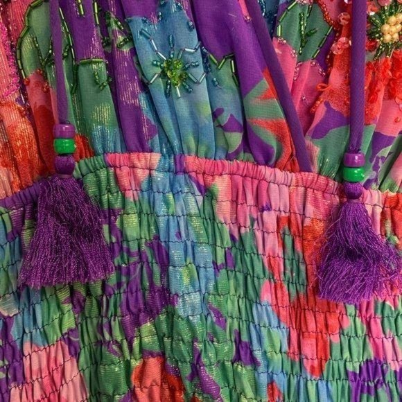 Vintage 90s Diane Freis Original Georgette Floral Maxi Dress Large - Picture 13 of 16